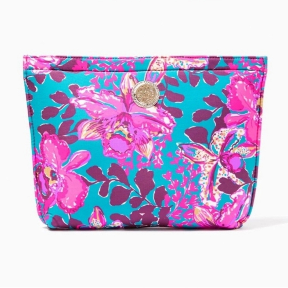 BNIP LILLY PULITZER Neoprene Pouch in "Blue Rhapsody Orchid You Not"